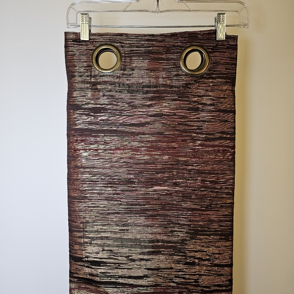 Two panels burgundy gold tafetta 8 bronze grommet drapes 52x91.5 inches. - Picture 7 of 7